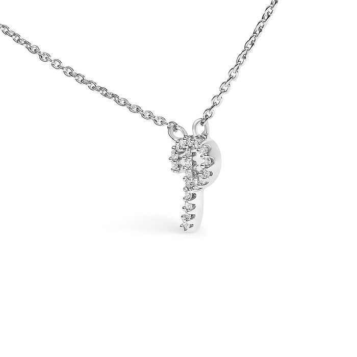 Diamond Accent A-Z Initial Script Style Pendant Necklace in 10K White Gold