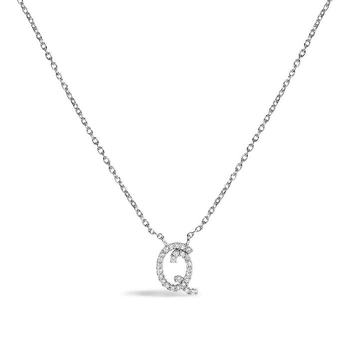 Diamond Accent A-Z Initial Script Style Pendant Necklace in 10K White Gold, photo 10