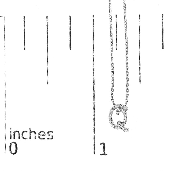 Diamond Accent A-Z Initial Script Style Pendant Necklace in 10K White Gold