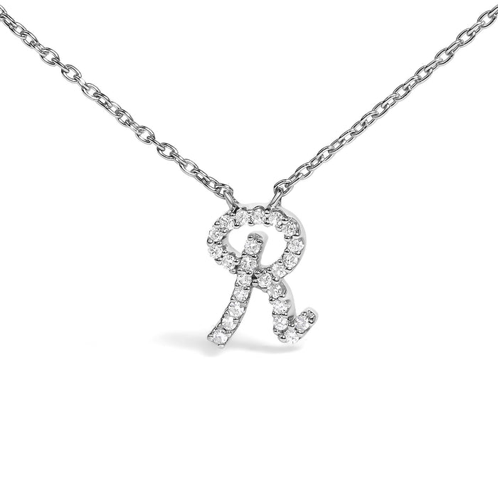 Diamond Accent A-Z Initial Script Style Pendant Necklace in 10K White Gold, photo 35