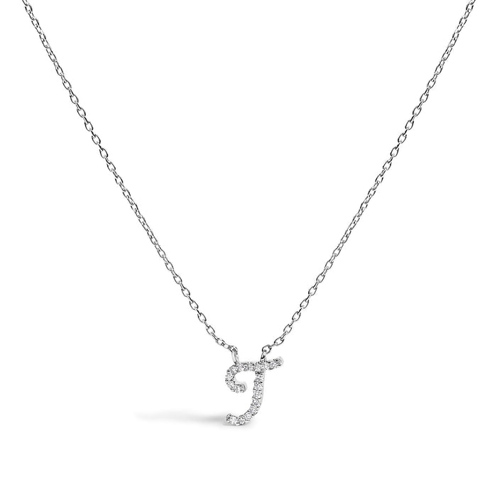 Diamond Accent A-Z Initial Script Style Pendant Necklace in 10K White Gold, photo 7