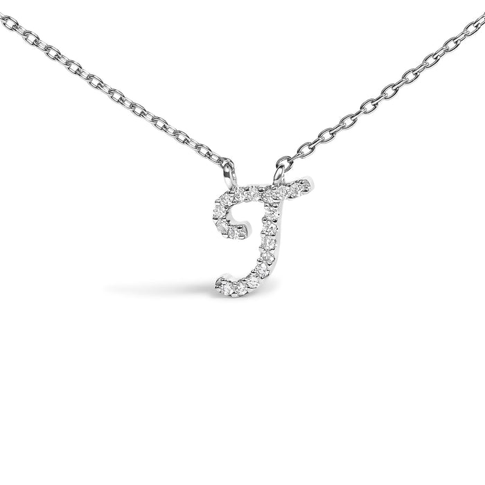 Diamond Accent A-Z Initial Script Style Pendant Necklace in 10K White Gold, photo 33