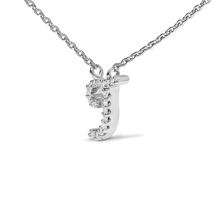 Diamond Accent A-Z Initial Script Style Pendant Necklace in 10K White Gold
