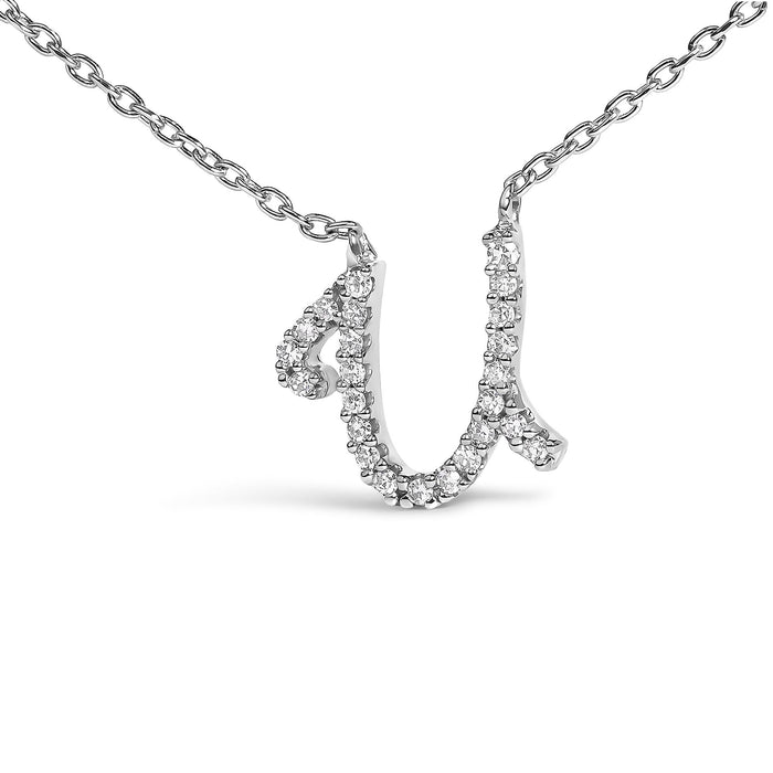 Diamond Accent A-Z Initial Script Style Pendant Necklace in 10K White Gold, photo 32