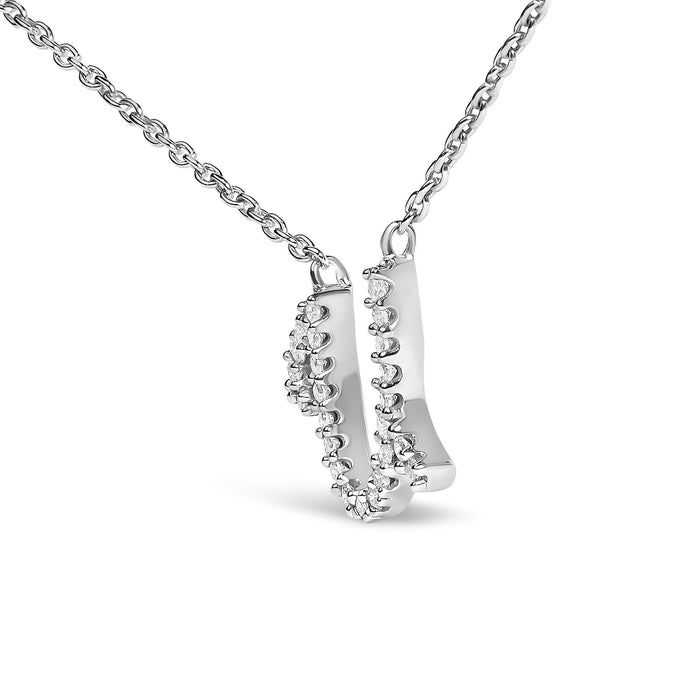 Diamond Accent A-Z Initial Script Style Pendant Necklace in 10K White Gold