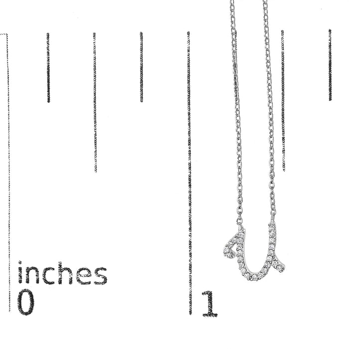 Diamond Accent A-Z Initial Script Style Pendant Necklace in 10K White Gold