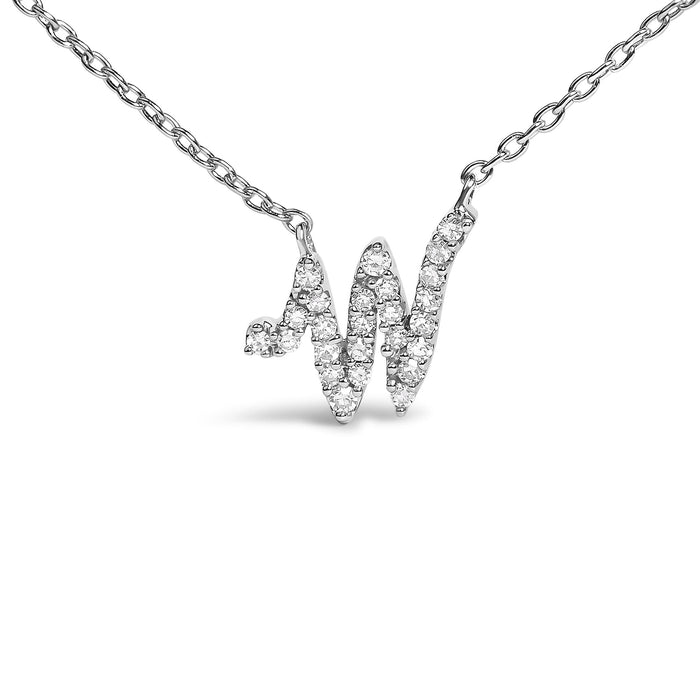 Diamond Accent A-Z Initial Script Style Pendant Necklace in 10K White Gold, photo 30