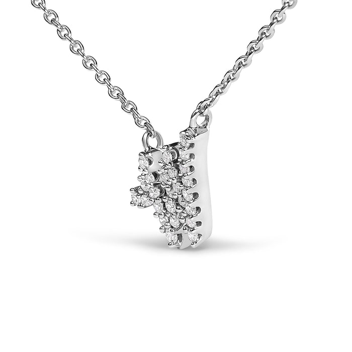 Diamond Accent A-Z Initial Script Style Pendant Necklace in 10K White Gold