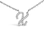 Diamond Accent A-Z Initial Script Style Pendant Necklace in 10K White Gold, photo 29