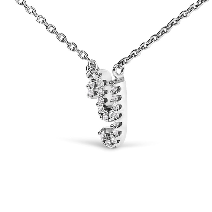 Diamond Accent A-Z Initial Script Style Pendant Necklace in 10K White Gold