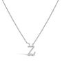 Diamond Accent A-Z Initial Script Style Pendant Necklace in 10K White Gold, photo 1