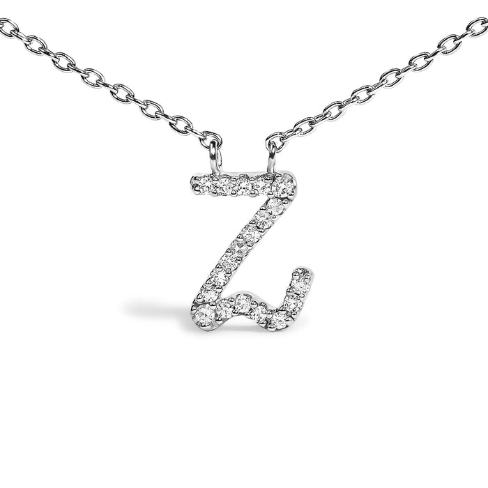 Diamond Accent A-Z Initial Script Style Pendant Necklace in 10K White Gold, photo 27
