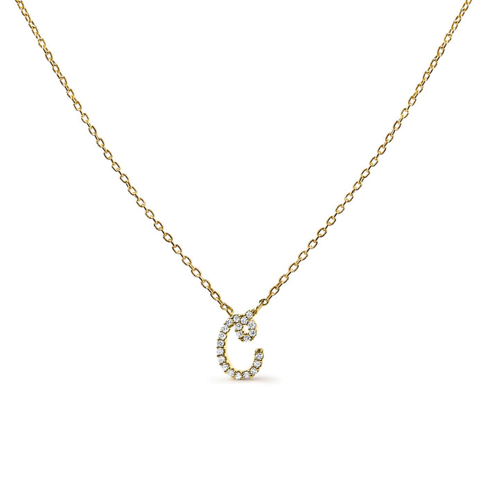 Diamond Accent A-Z Initial Script Style Pendant Necklace in 10K Yellow Gold, photo 23