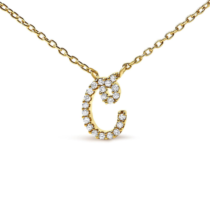 Diamond Accent A-Z Initial Script Style Pendant Necklace in 10K Yellow Gold, photo 49