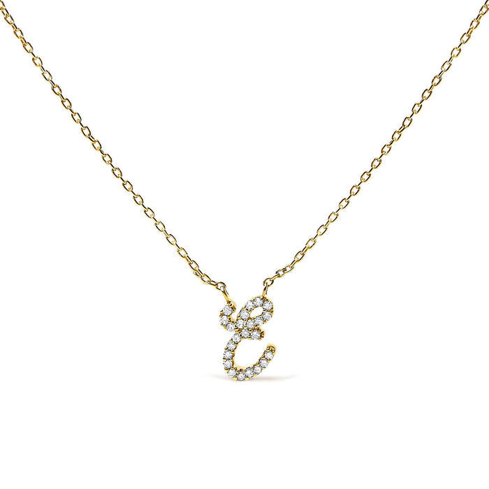 Diamond Accent A-Z Initial Script Style Pendant Necklace in 10K Yellow Gold, photo 22