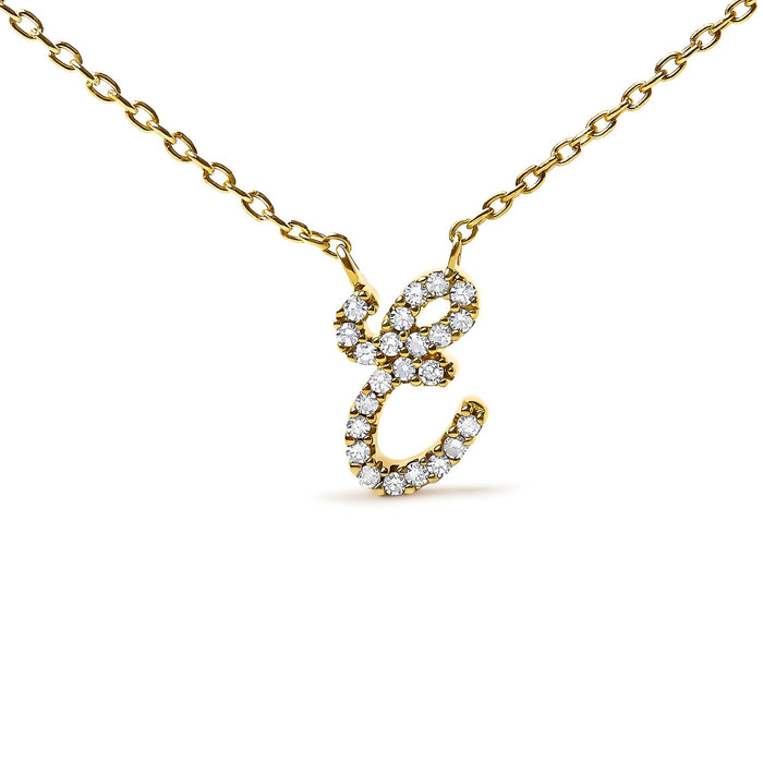 Diamond Accent A-Z Initial Script Style Pendant Necklace in 10K Yellow Gold, photo 48