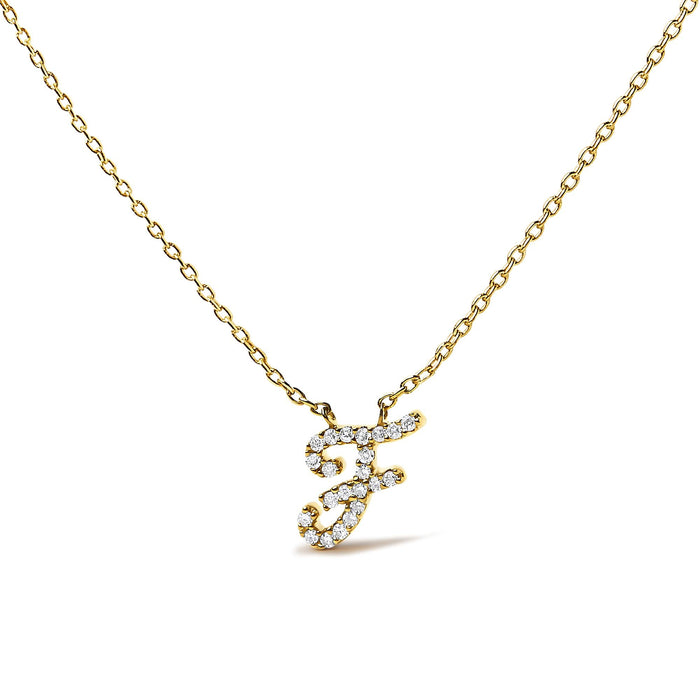 Diamond Accent A-Z Initial Script Style Pendant Necklace in 10K Yellow Gold, photo 21