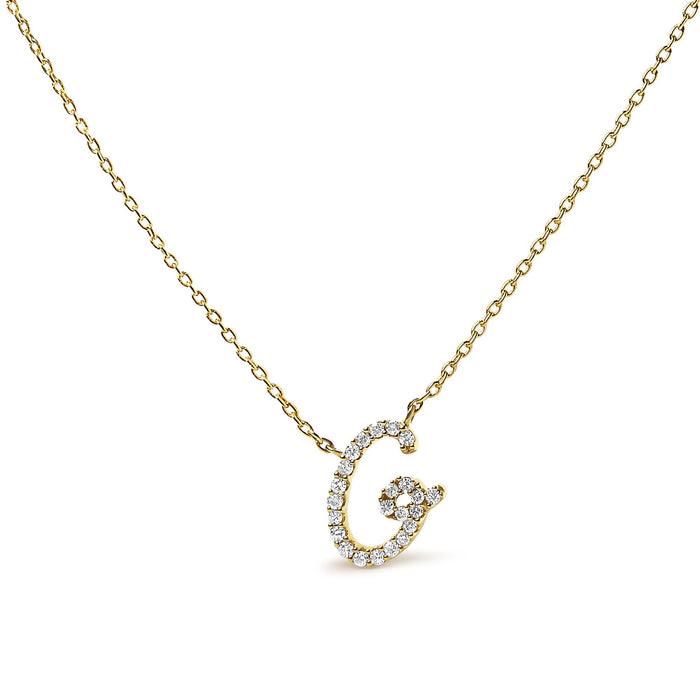 Diamond Accent A-Z Initial Script Style Pendant Necklace in 10K Yellow Gold, photo 20