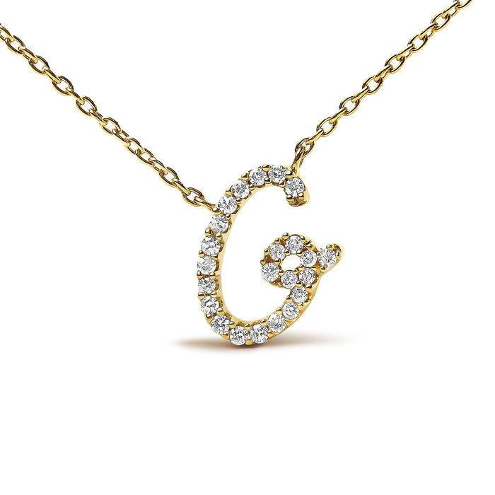 Diamond Accent A-Z Initial Script Style Pendant Necklace in 10K Yellow Gold, photo 46