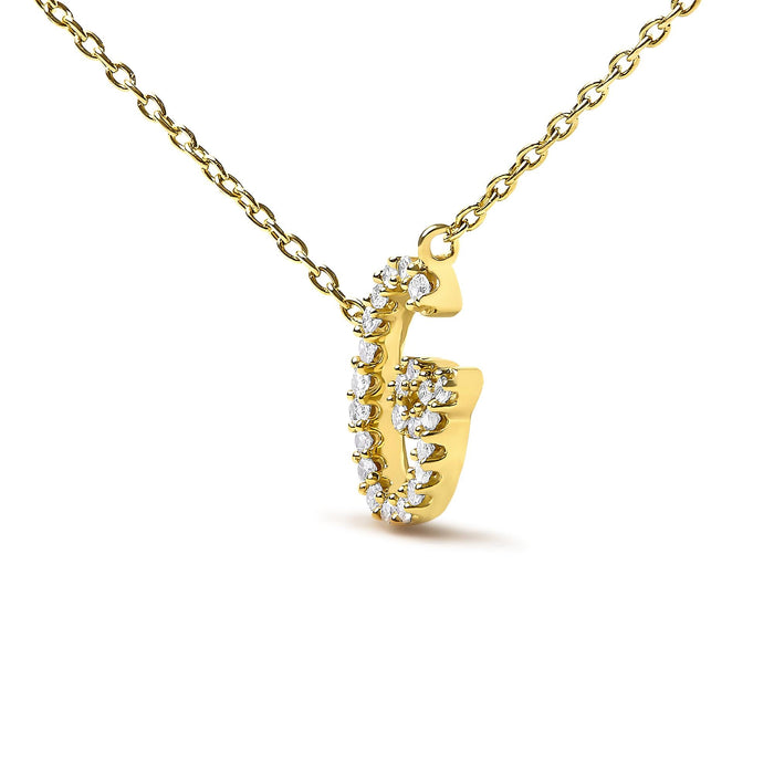 Diamond Accent A-Z Initial Script Style Pendant Necklace in 10K Yellow Gold