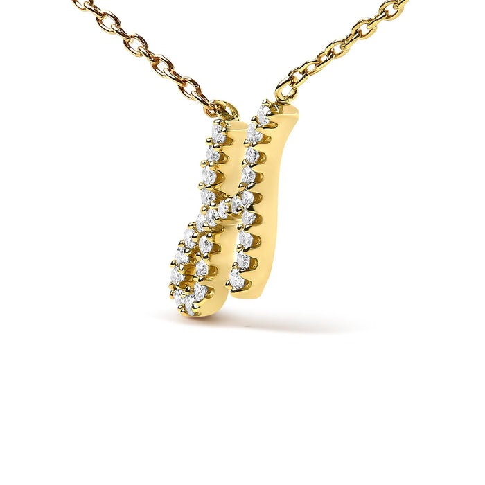 Diamond Accent A-Z Initial Script Style Pendant Necklace in 10K Yellow Gold