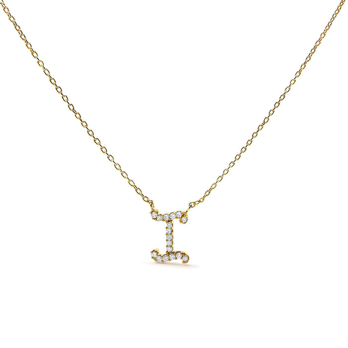 Diamond Accent A-Z Initial Script Style Pendant Necklace in 10K Yellow Gold, photo 18