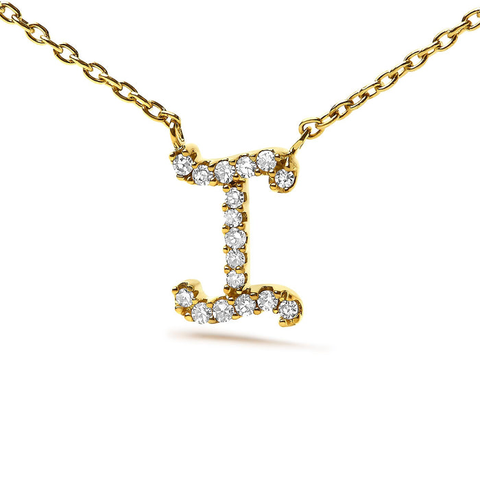 Diamond Accent A-Z Initial Script Style Pendant Necklace in 10K Yellow Gold, photo 44