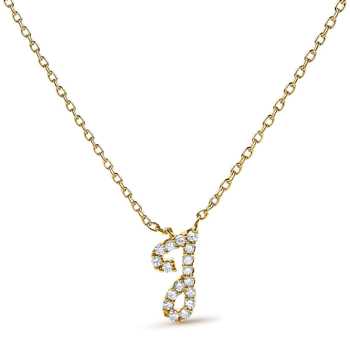 Diamond Accent A-Z Initial Script Style Pendant Necklace in 10K Yellow Gold, photo 17