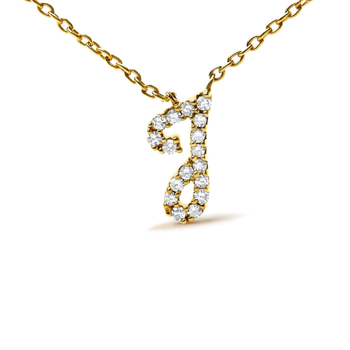 Diamond Accent A-Z Initial Script Style Pendant Necklace in 10K Yellow Gold, photo 43