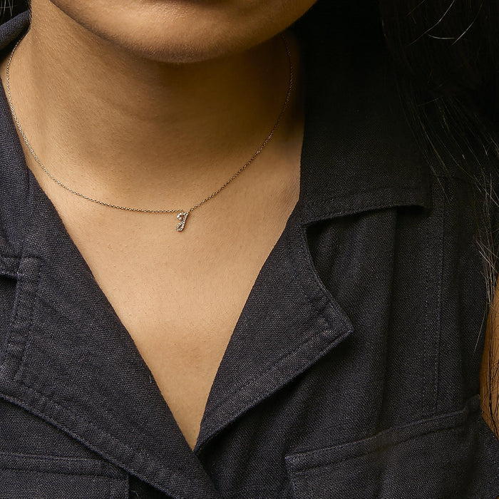 Diamond Accent A-Z Initial Script Style Pendant Necklace in 10K Yellow Gold