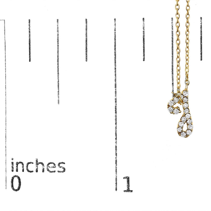 Diamond Accent A-Z Initial Script Style Pendant Necklace in 10K Yellow Gold