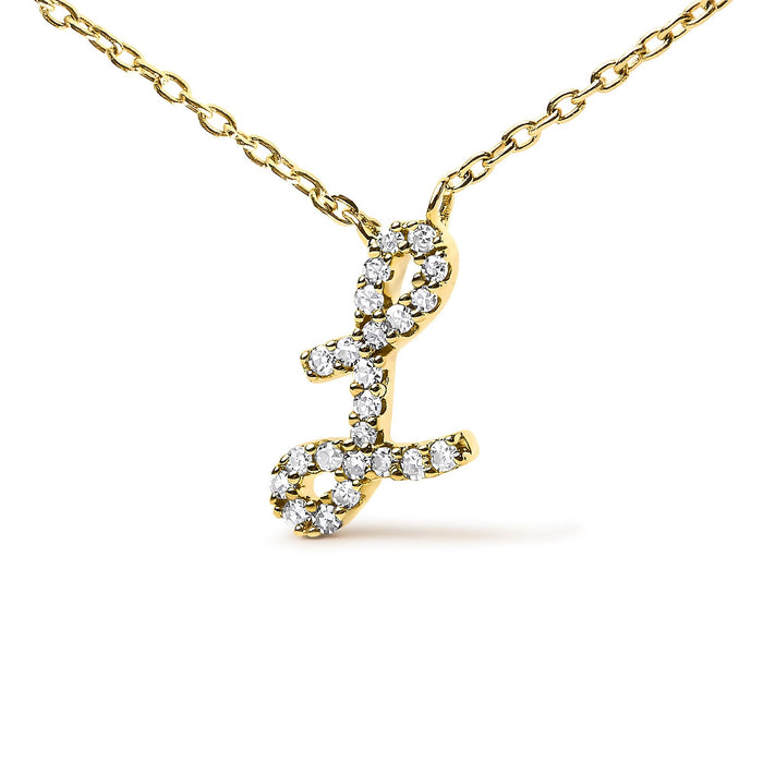 Diamond Accent A-Z Initial Script Style Pendant Necklace in 10K Yellow Gold, photo 41