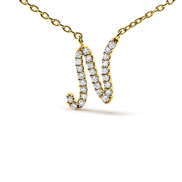 Diamond Accent A-Z Initial Script Style Pendant Necklace in 10K Yellow Gold, photo 39