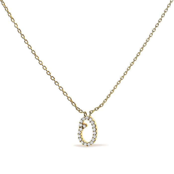 Diamond Accent A-Z Initial Script Style Pendant Necklace in 10K Yellow Gold, photo 12