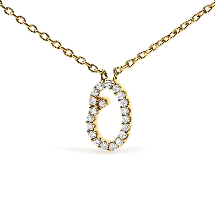 Diamond Accent A-Z Initial Script Style Pendant Necklace in 10K Yellow Gold, photo 38