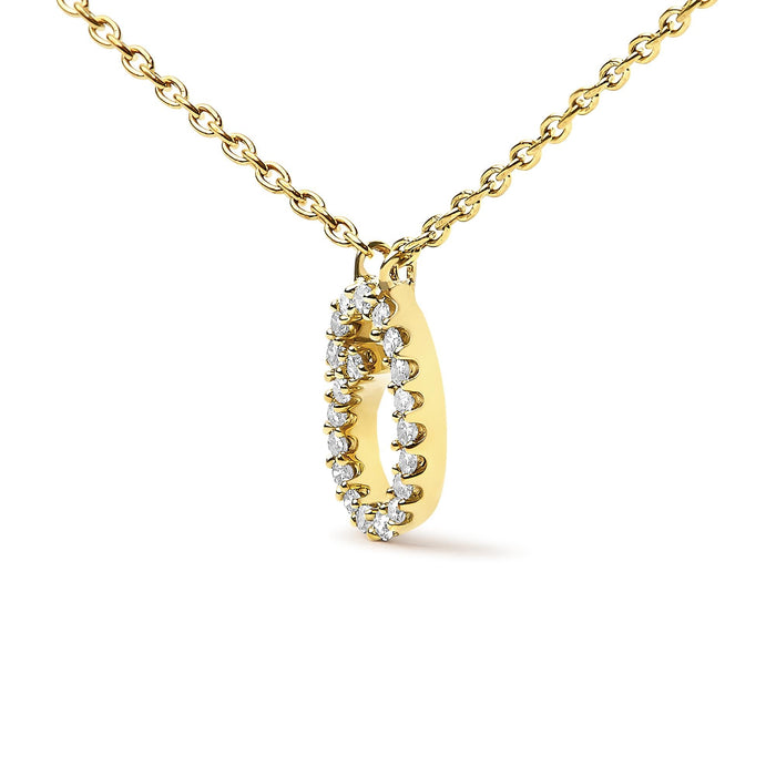 Diamond Accent A-Z Initial Script Style Pendant Necklace in 10K Yellow Gold