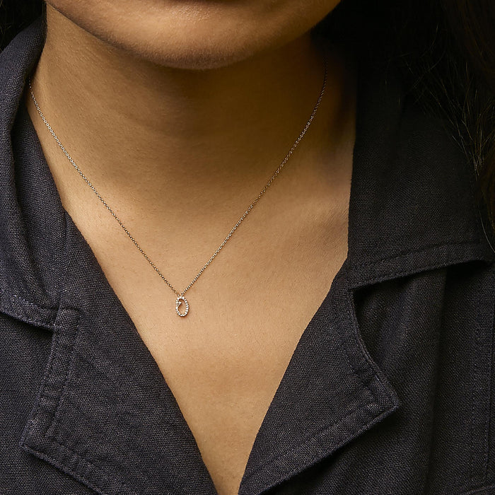 Diamond Accent A-Z Initial Script Style Pendant Necklace in 10K Yellow Gold