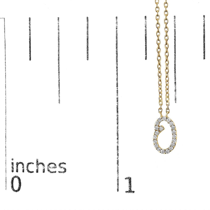 Diamond Accent A-Z Initial Script Style Pendant Necklace in 10K Yellow Gold