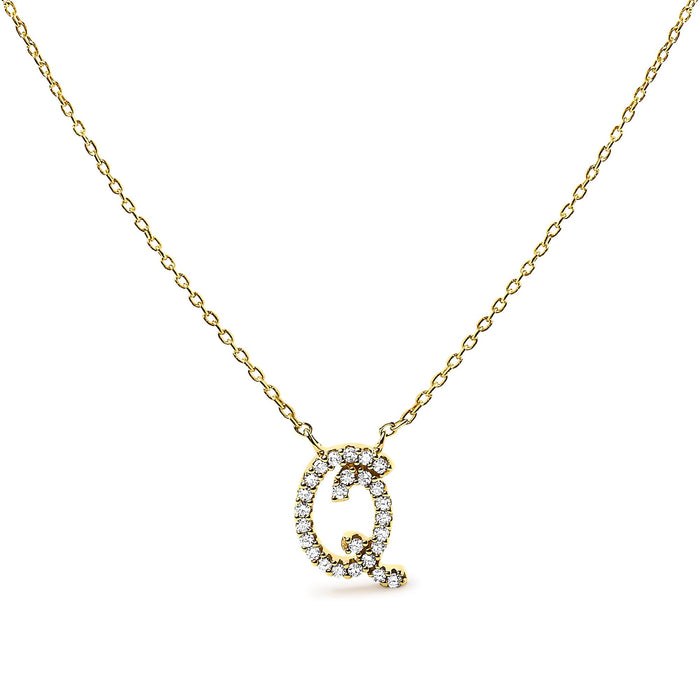 Diamond Accent A-Z Initial Script Style Pendant Necklace in 10K Yellow Gold, photo 10