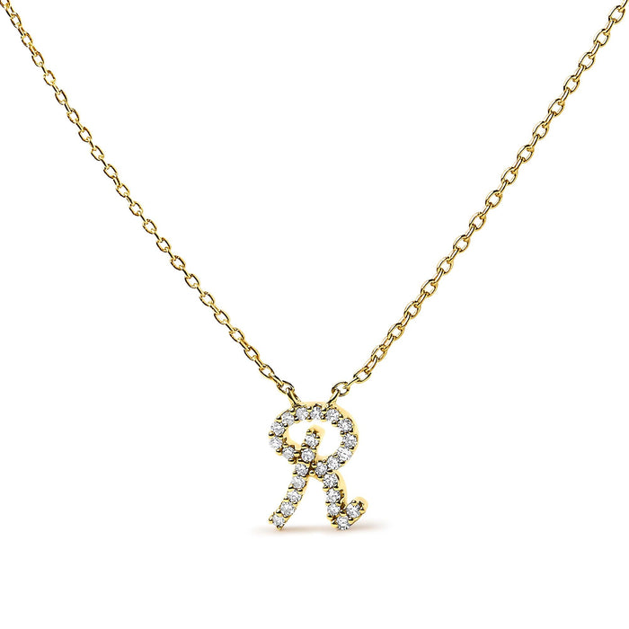 Diamond Accent A-Z Initial Script Style Pendant Necklace in 10K Yellow Gold, photo 9