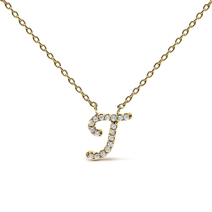 Diamond Accent A-Z Initial Script Style Pendant Necklace in 10K Yellow Gold, photo 7