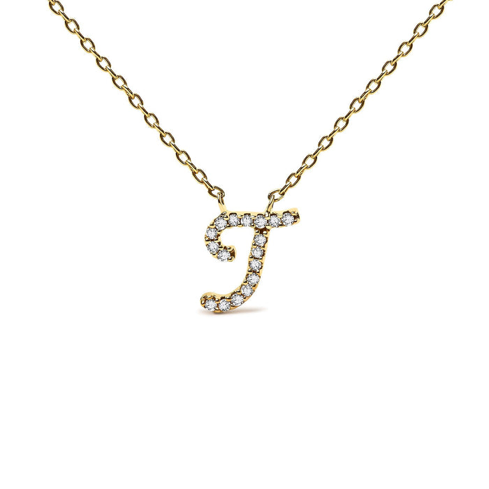 Diamond Accent A-Z Initial Script Style Pendant Necklace in 10K Yellow Gold, photo 33