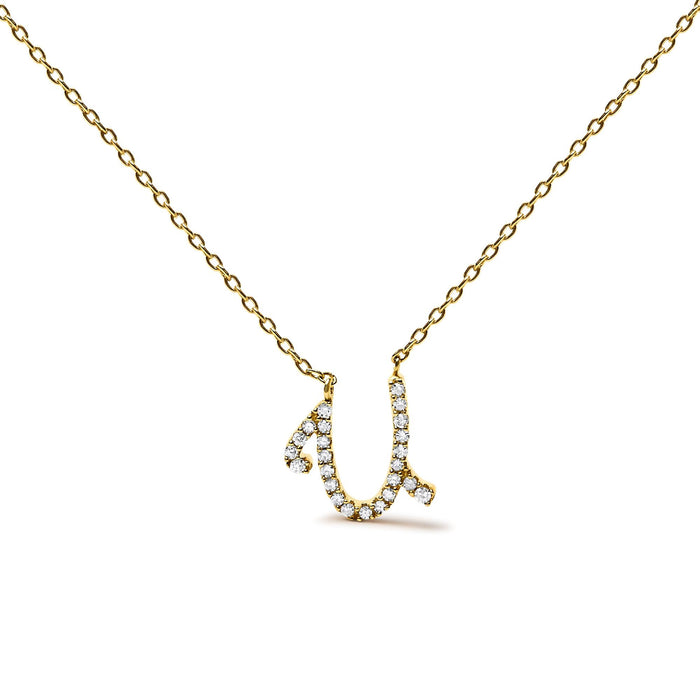 Diamond Accent A-Z Initial Script Style Pendant Necklace in 10K Yellow Gold, photo 6