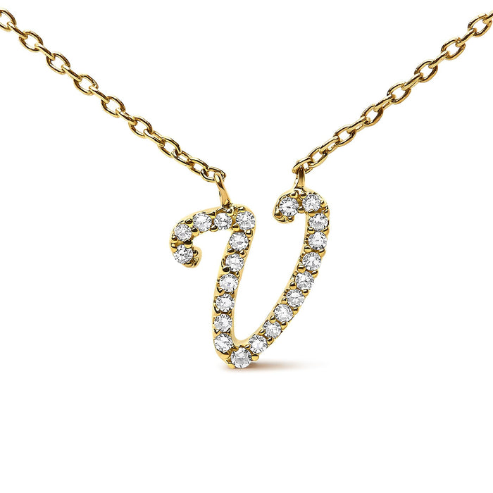 Diamond Accent A-Z Initial Script Style Pendant Necklace in 10K Yellow Gold, photo 31