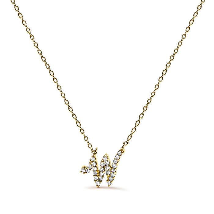 Diamond Accent A-Z Initial Script Style Pendant Necklace in 10K Yellow Gold, photo 4