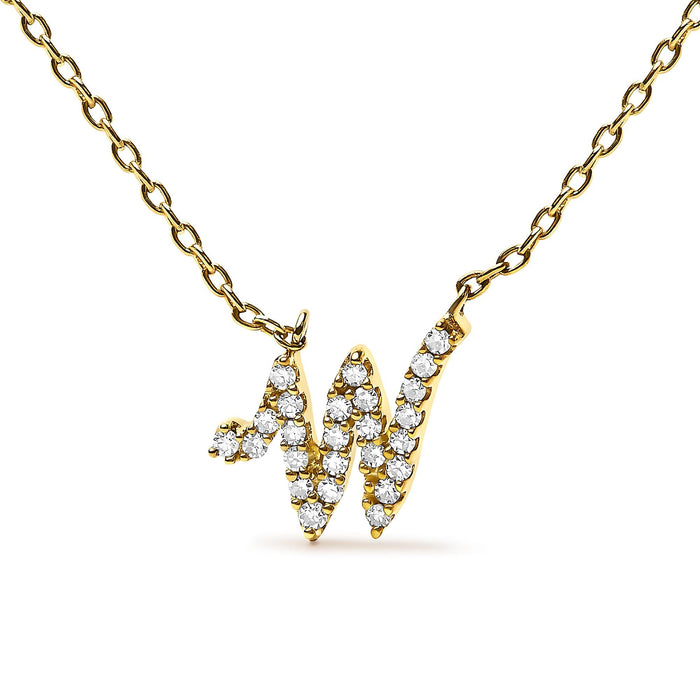 Diamond Accent A-Z Initial Script Style Pendant Necklace in 10K Yellow Gold, photo 30