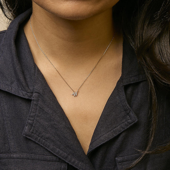 Diamond Accent A-Z Initial Script Style Pendant Necklace in 10K Yellow Gold, photo 56