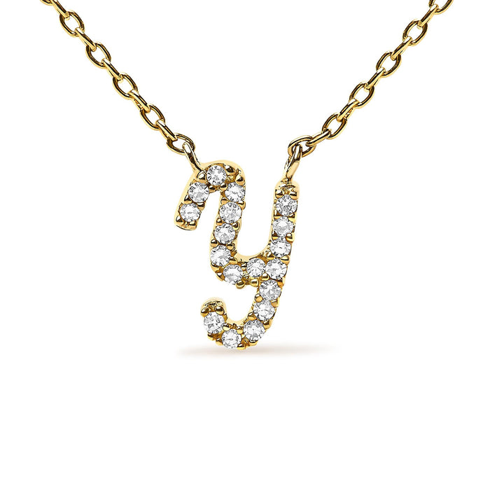 Diamond Accent A-Z Initial Script Style Pendant Necklace in 10K Yellow Gold, photo 28