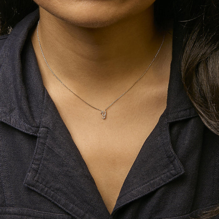 Diamond Accent A-Z Initial Script Style Pendant Necklace in 10K Yellow Gold, photo 54