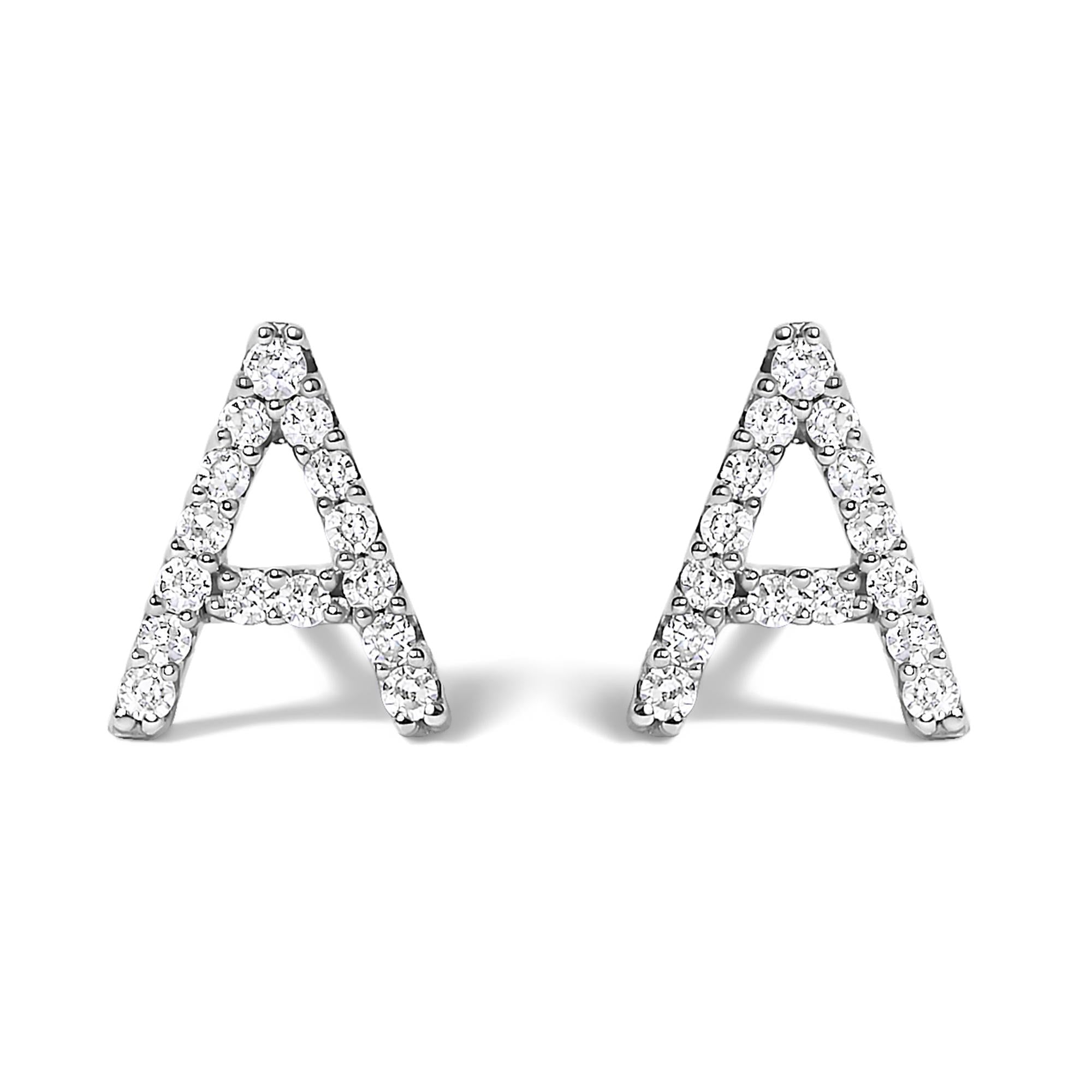 1/10 Ct. T.W. Diamond Initial a to Z Stud Earrings in 10K White Gold, photo 26